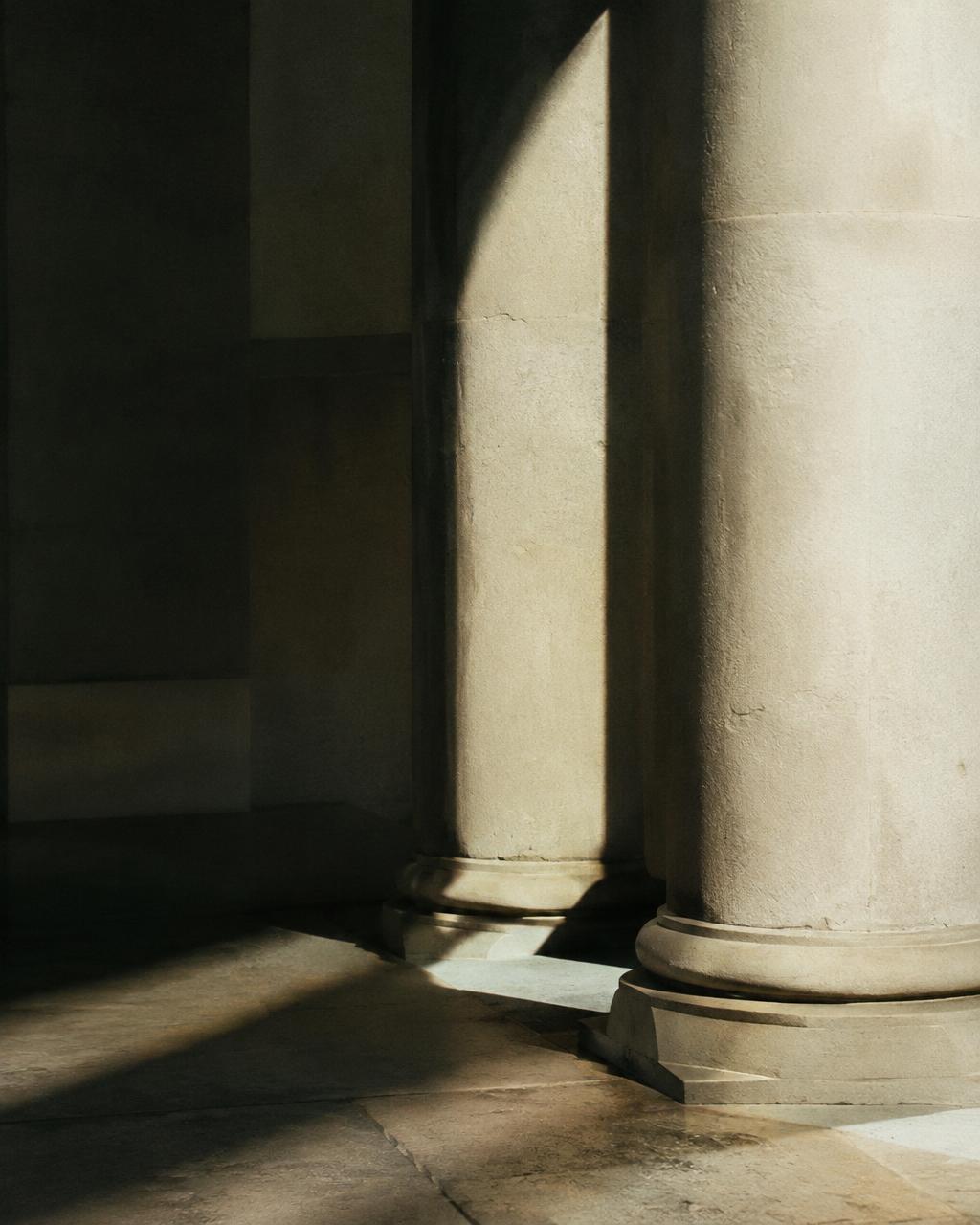 Stone columns in raking light